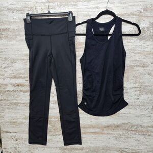 Athleta Skinny Up Leggings Pants 138354 Black Straight Leg Tank Size Small Set